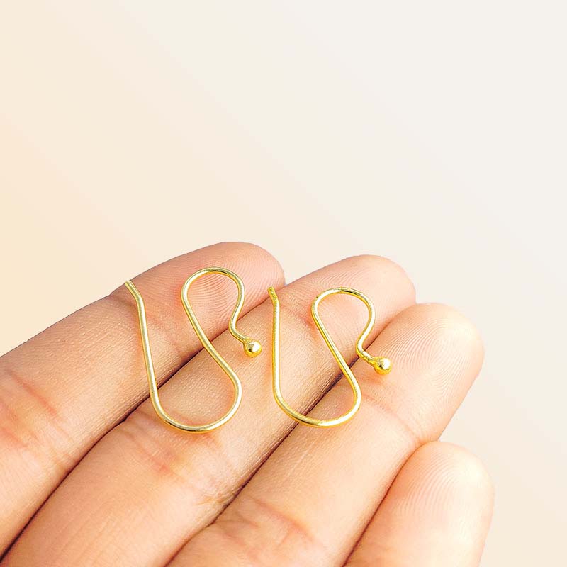 Minimal 18K Gold Overlay India Hook Earwire For Elegant Handmade Earrings Handcrafted In India