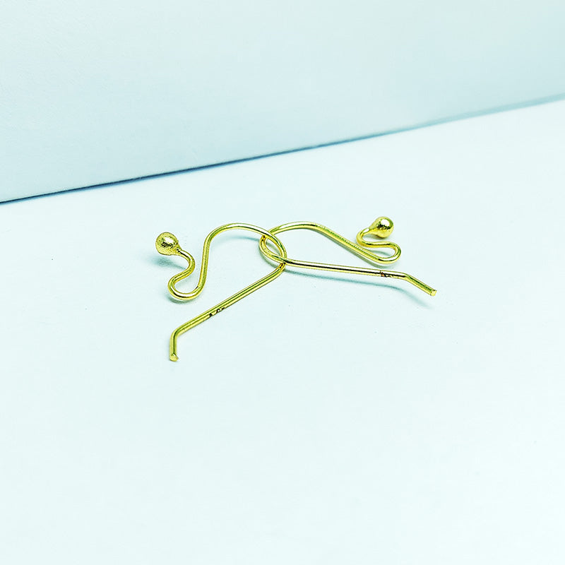 Elegant 18K Gold Overlay India Hook Ball Earwire For Designer Earrings Handcrafted In India
