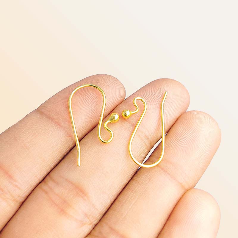 Elegant 18K Gold Overlay India Hook Ball Earwire For Designer Earrings Handcrafted In India
