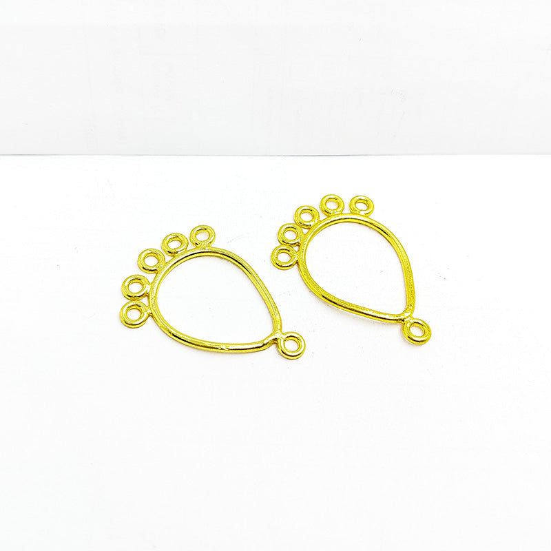 Handcrafted 18K Gold Overlay Over copper teardrop chandelier earring finding with multiple loops for DIY jewelry projects, artisan quality from India.