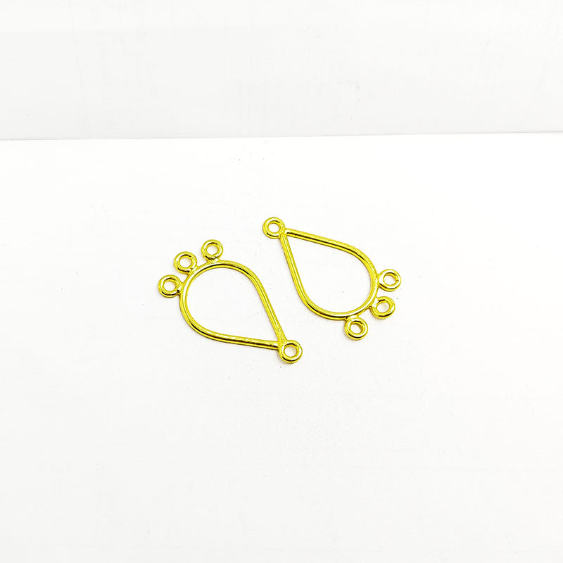 Handcrafted 18K Gold Overlay Over copper teardrop chandelier earring finding with multiple loops for DIY jewelry projects, artisan quality from India.