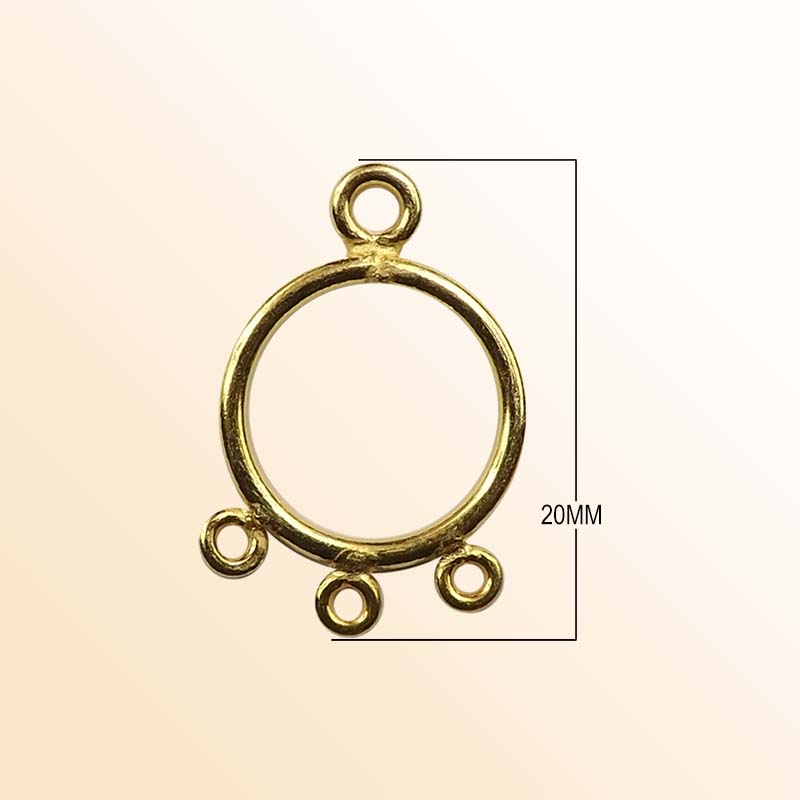 Handcrafted 18K Gold Overlay Over Copper chandelier earring finding with multiple loops for DIY jewelry projects, artisan quality from India.
