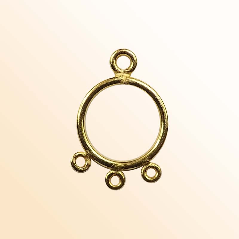 Handcrafted 18K Gold Overlay Over Copper chandelier earring finding with multiple loops for DIY jewelry projects, artisan quality from India.