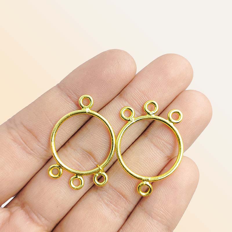 Handcrafted 18K Gold Overlay Over Copper chandelier earring finding with multiple loops for DIY jewelry projects, artisan quality from India.