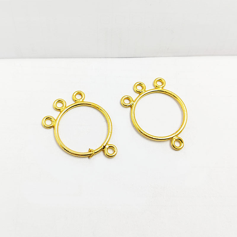Handcrafted 18K Gold Overlay Over Copper chandelier earring finding with multiple loops for DIY jewelry projects, artisan quality from India.