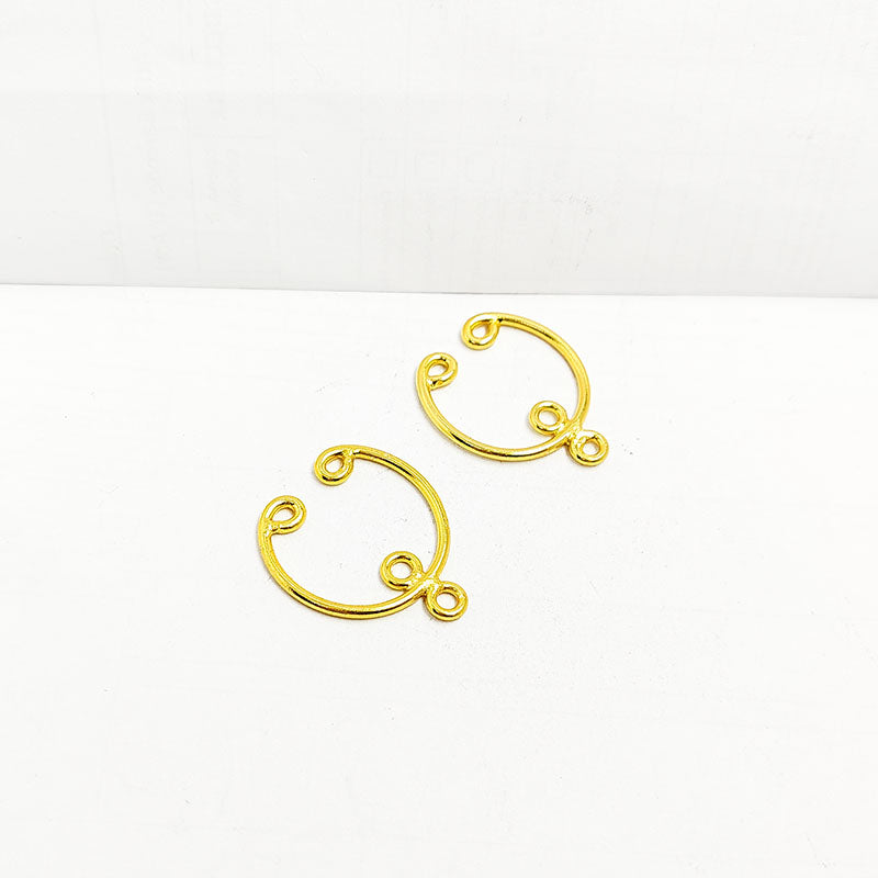 Handcrafted 18K Gold Overlay Over copper chandelier earring finding with multiple rings for DIY statement jewelry making, artisan quality from India.