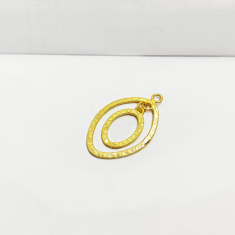 Stylish 18K Gold Overlay India Double Oval Connector With Textured Design For Handcrafted Jewelry Handcrafted In India