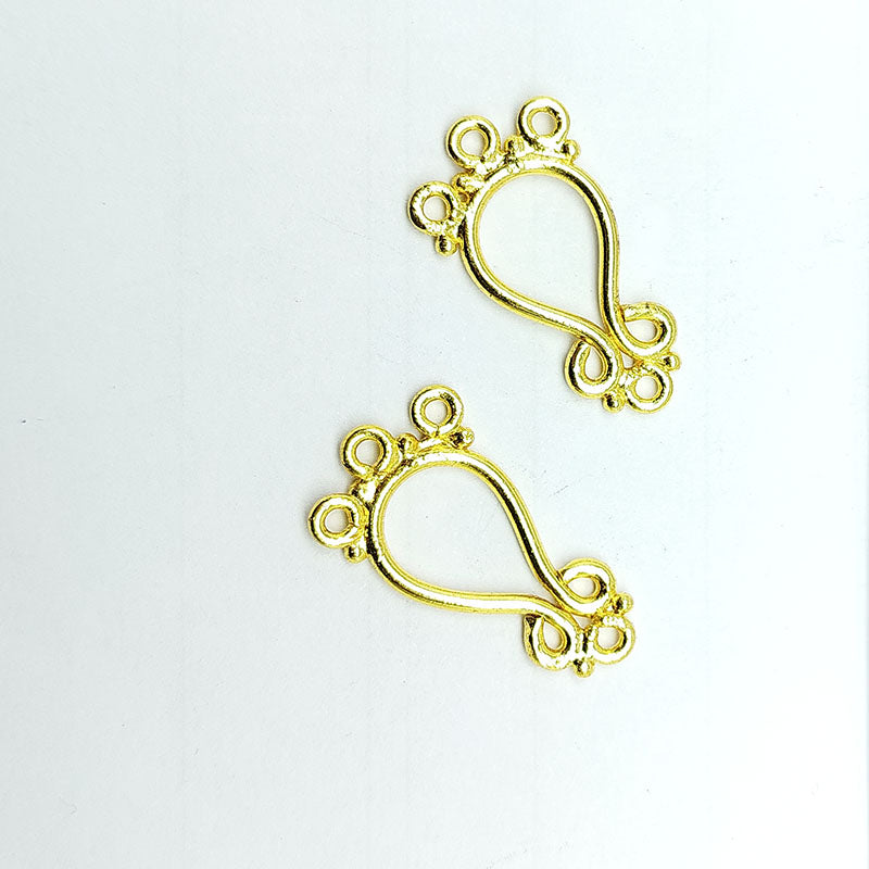 Elegant 18K Gold Overlay India Teardrop Connector With Five Loops For Artistic Jewelry Designs Handcrafted In India