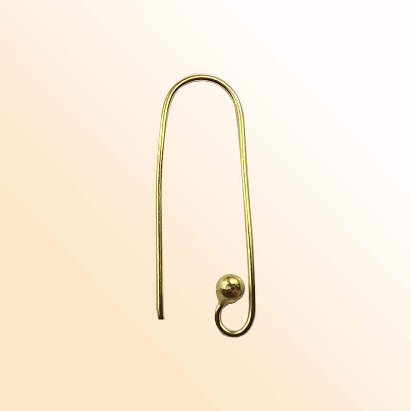 Elegant 18K Gold Overlay India Long Wire Earwire With Ball End For Handcrafted Earrings Handcrafted In India