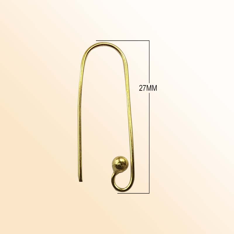 Elegant 18K Gold Overlay India Long Wire Earwire With Ball End For Handcrafted Earrings Handcrafted In India