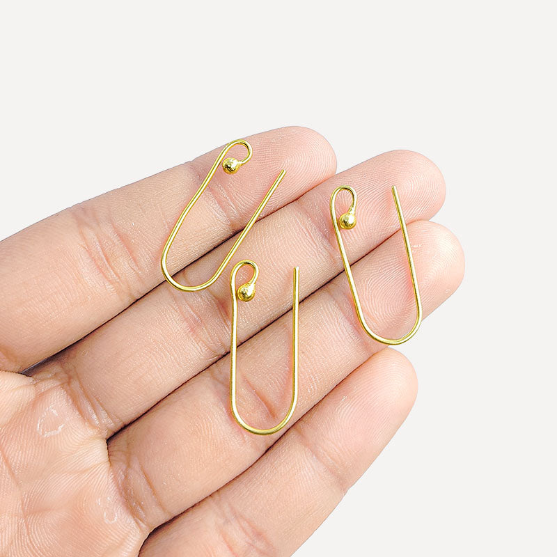 Elegant 18K Gold Overlay India Long Wire Earwire With Ball End For Handcrafted Earrings Handcrafted In India