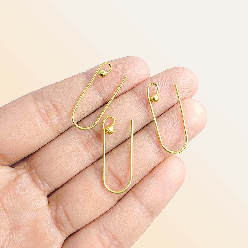Elegant 18K Gold Overlay India Long Wire Earwire With Ball End For Handcrafted Earrings Handcrafted In India