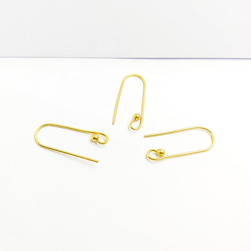 Elegant 18K Gold Overlay India Long Wire Earwire With Ball End For Handcrafted Earrings Handcrafted In India