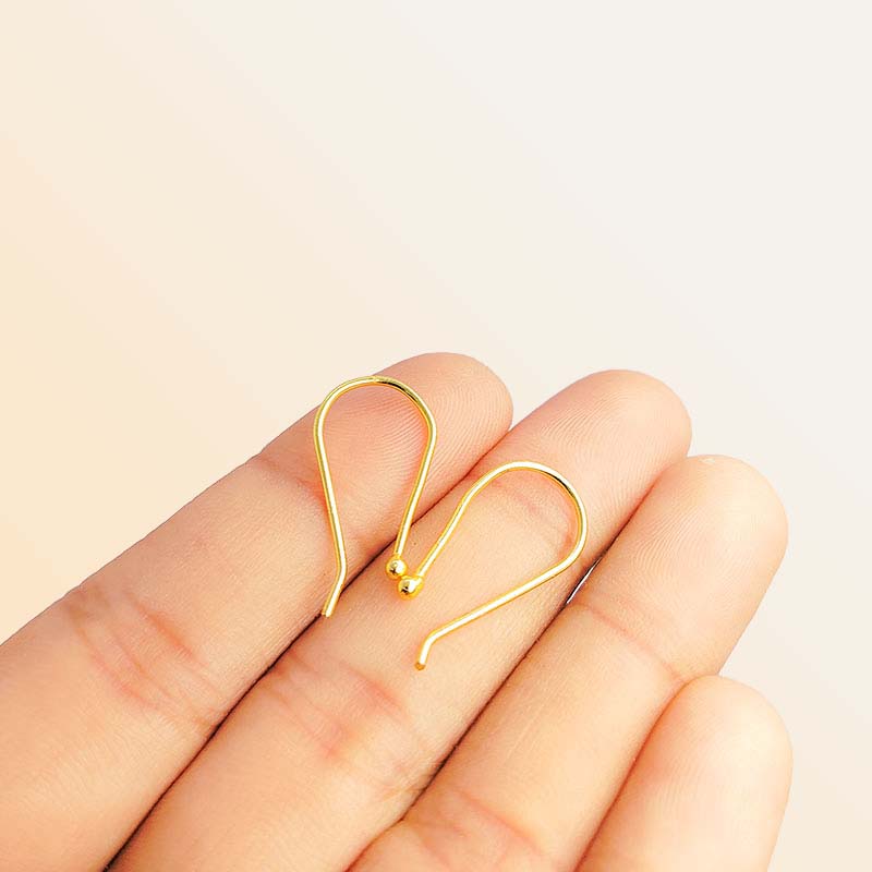 Elegant 18K Gold Overlay India Hook Earwire With Ball Tip For Handcrafted Earrings Handcrafted In India