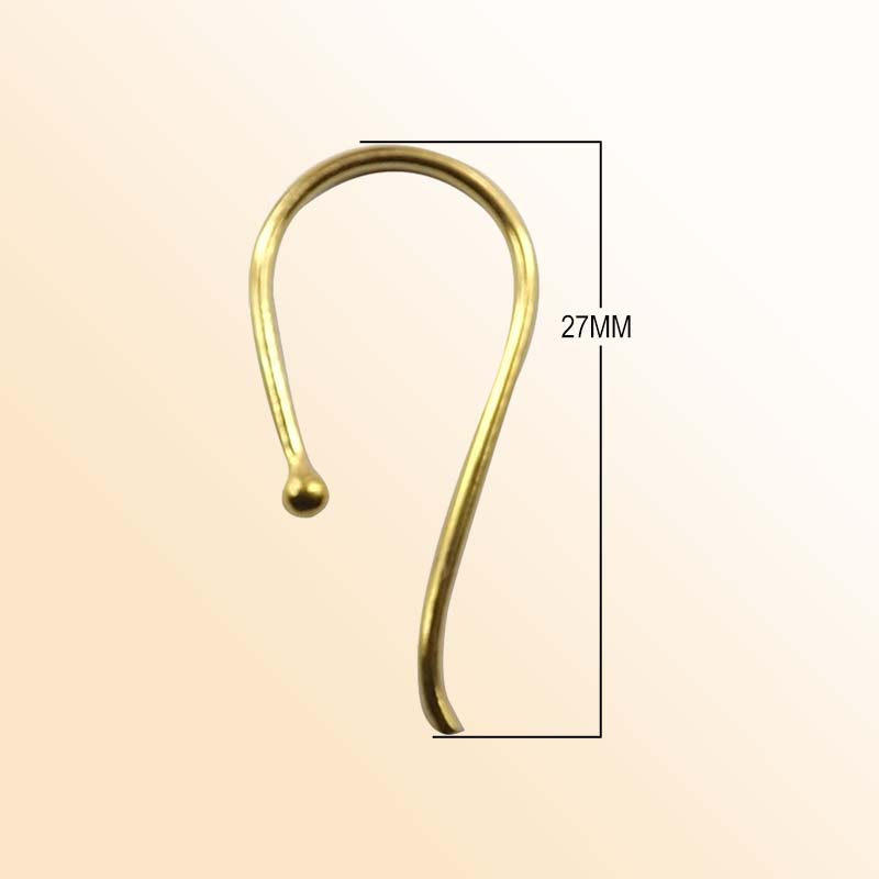 Elegant 18K Gold Overlay India Hook Earwire With Ball Tip For Handcrafted Earrings Handcrafted In India
