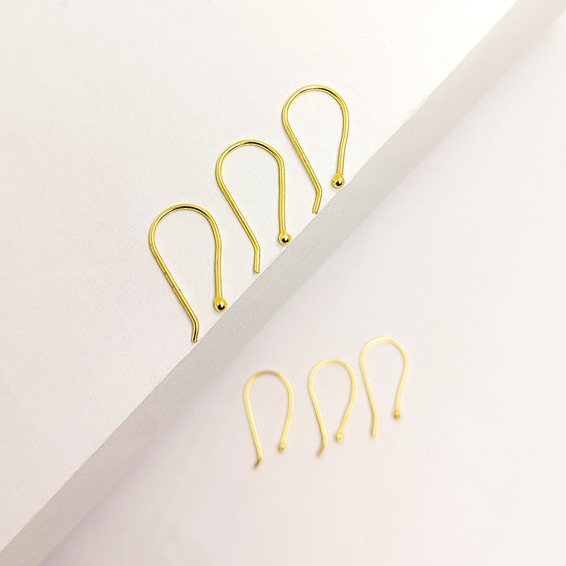Elegant 18K Gold Overlay India Hook Earwire With Ball Tip For Handcrafted Earrings Handcrafted In India