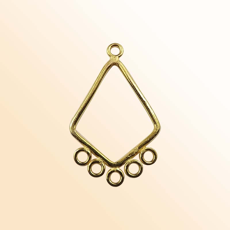 Elegant 18K Gold Overlay India Diamond Shape Connector Link For Designer Jewelry Handcrafted In India