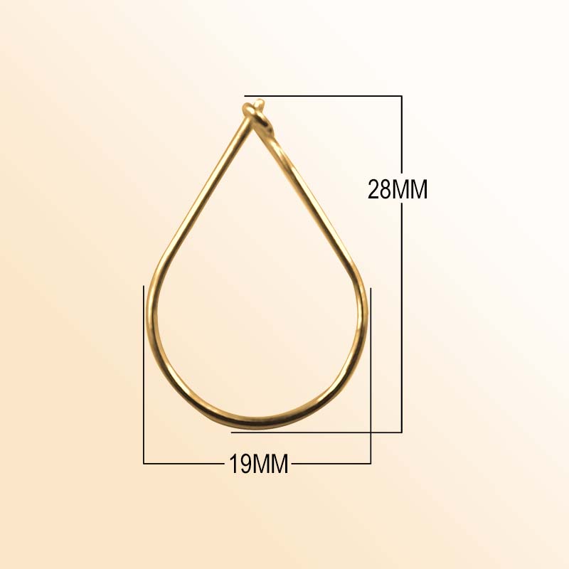 Elegant 18K Gold Overlay India Teardrop Hoop Earwire For Handcrafted Earrings Handcrafted In India