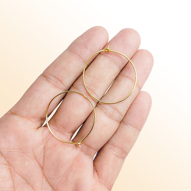 Elegant 18K Gold Overlay India Round Hoop Earwire For Handcrafted Earrings Handcrafted In India