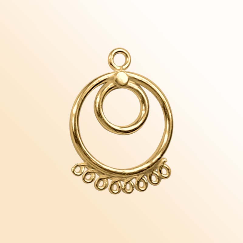 18K Gold Overlay Concentric Circle Earwire Connector Charm Handcrafted In India
