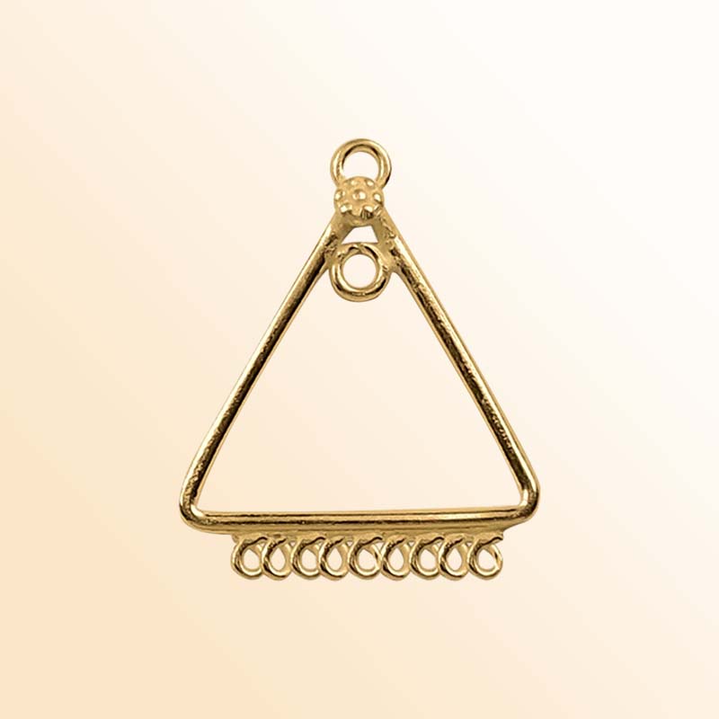 18K Gold Overlay Geometric Triangle Earwire Connector Charm Handcrafted In India