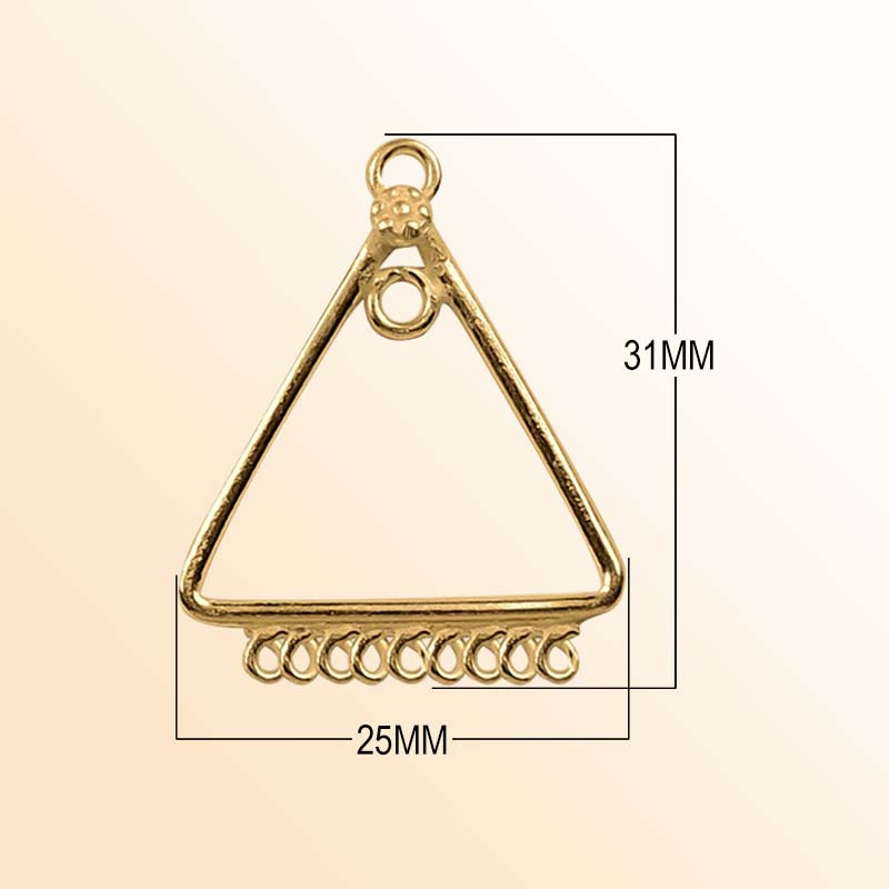 18K Gold Overlay Geometric Triangle Earwire Connector Charm Handcrafted In India