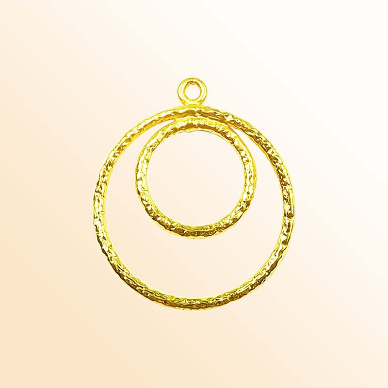 Handcrafted 18K Gold Overlay Textured Double Circle Earwire Jewelry Connector Made In India