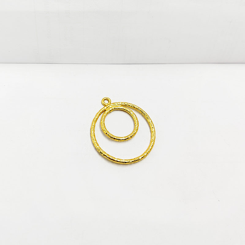 Handcrafted 18K Gold Overlay Textured Double Circle Earwire Jewelry Connector Made In India