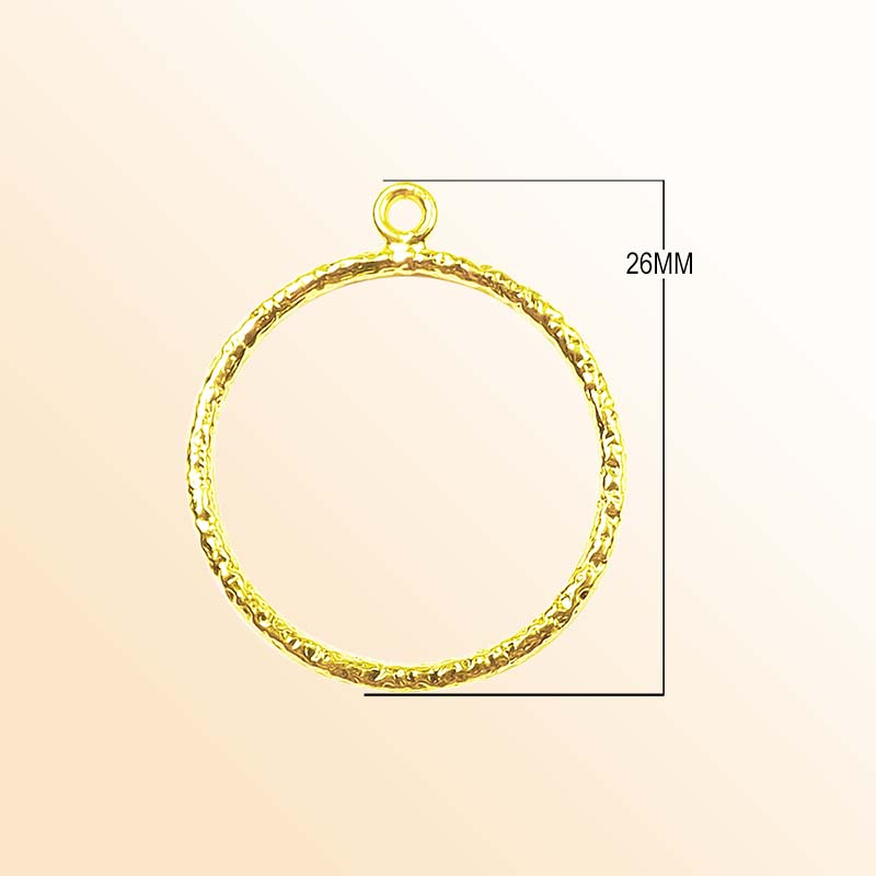 Handcrafted 18K Gold Overlay Hammered Round Hoop Earwire Jewelry Connector Made In India