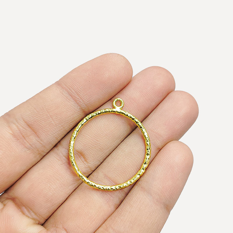 Handcrafted 18K Gold Overlay Hammered Round Hoop Earwire Jewelry Connector Made In India