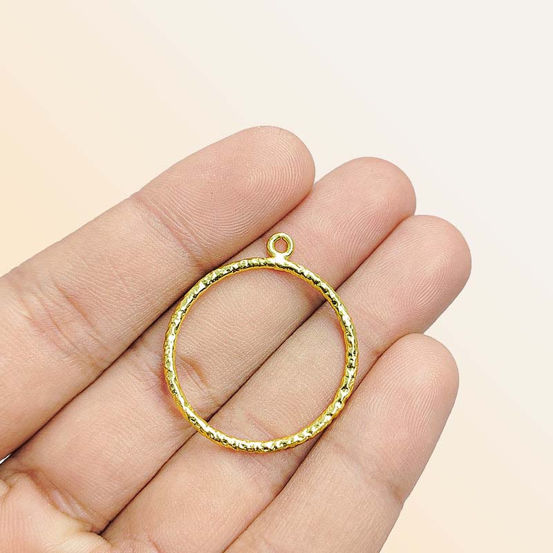 Handcrafted 18K Gold Overlay Hammered Round Hoop Earwire Jewelry Connector Made In India