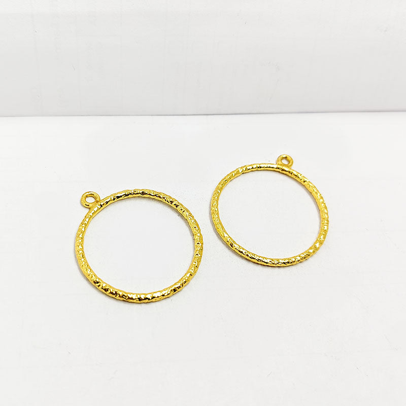 Handcrafted 18K Gold Overlay Hammered Round Hoop Earwire Jewelry Connector Made In India