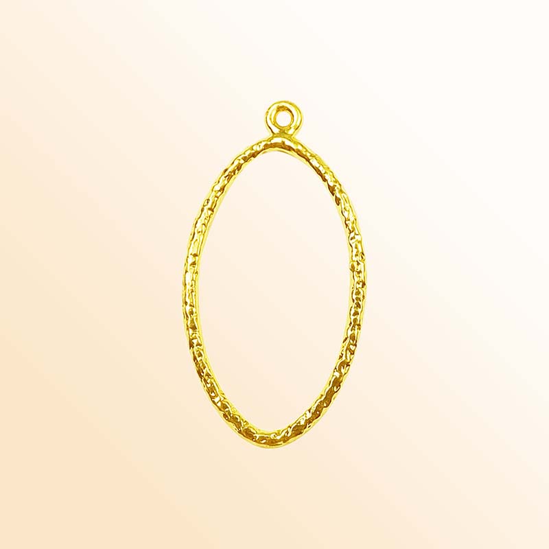 Handcrafted 18K Gold Overlay Hammered Oval Earwire Connector Jewelry Component From India