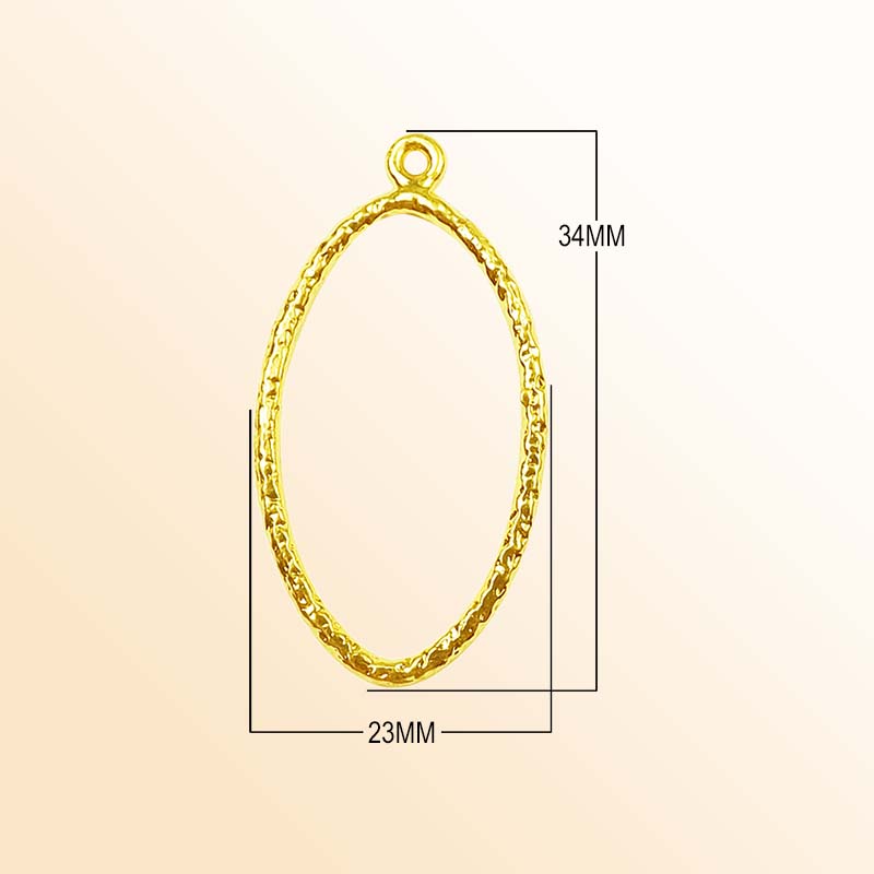 Handcrafted 18K Gold Overlay Hammered Oval Earwire Connector Jewelry Component From India
