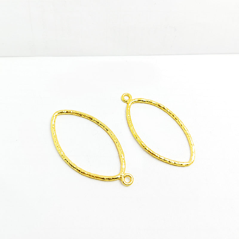Handcrafted 18K Gold Overlay Hammered Oval Earwire Connector Jewelry Component From India
