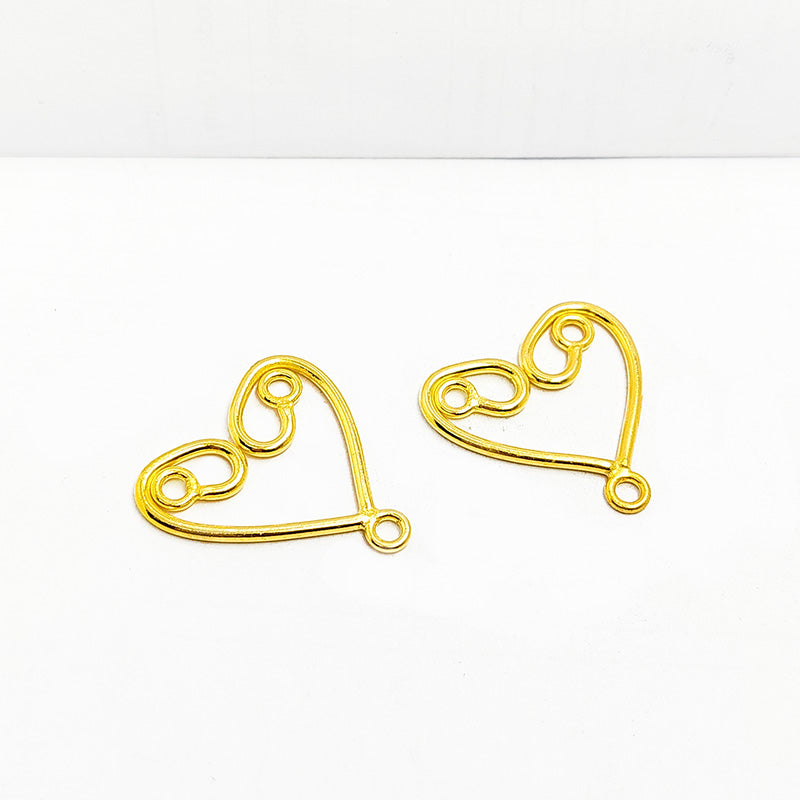 Handcrafted 18K Gold Overlay Heart Dual Loop Earwire Connector Jewelry Component Made In India