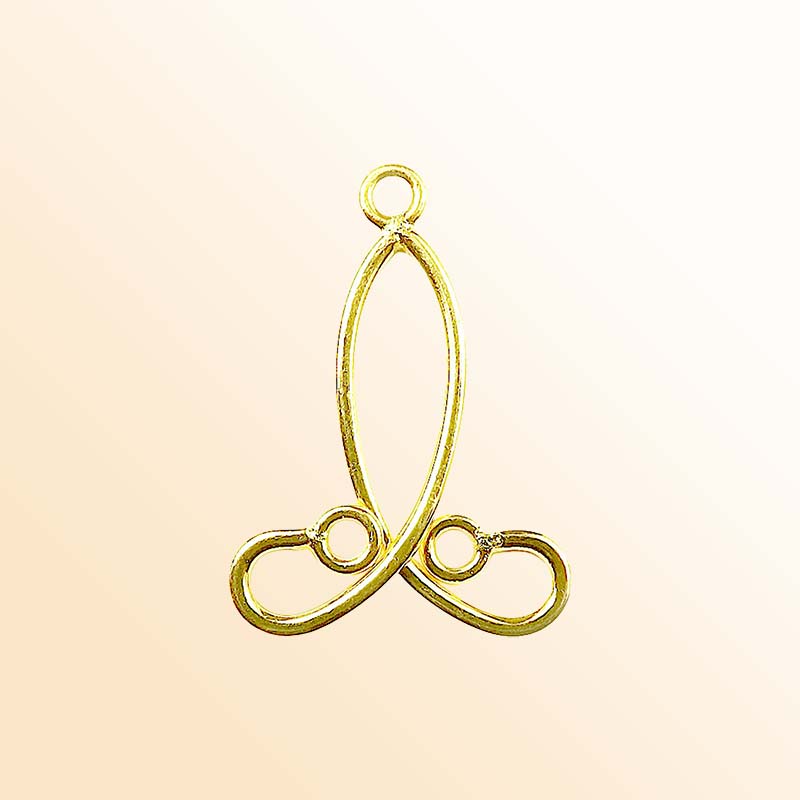 Handcrafted 18K Gold Overlay Elongated Dual Loop Earwire Connector Jewelry Component From India