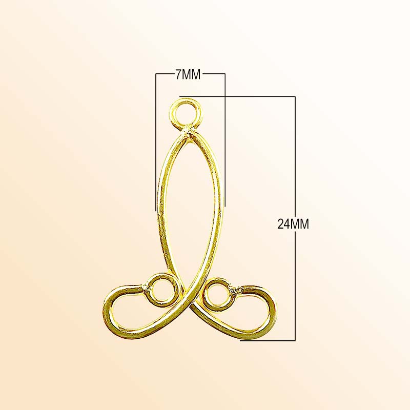Handcrafted 18K Gold Overlay Elongated Dual Loop Earwire Connector Jewelry Component From India
