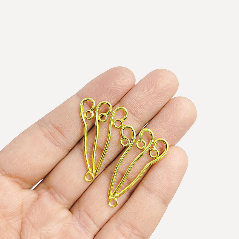 Handcrafted 18K Gold Overlay Three Strand Earwire Connector Jewelry Component From India