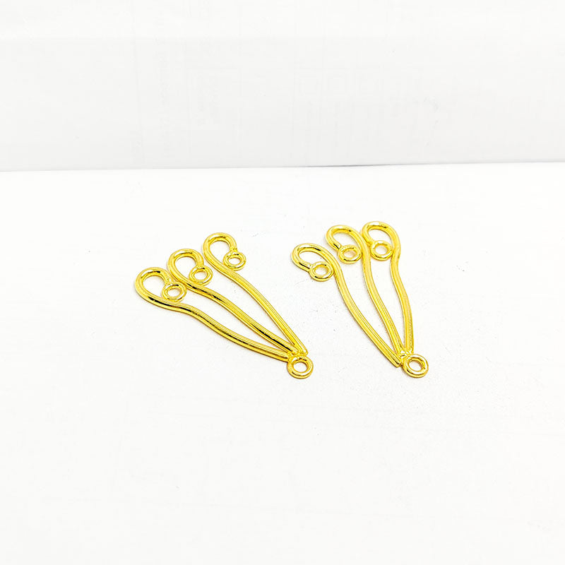 Handcrafted 18K Gold Overlay Three Strand Earwire Connector Jewelry Component From India