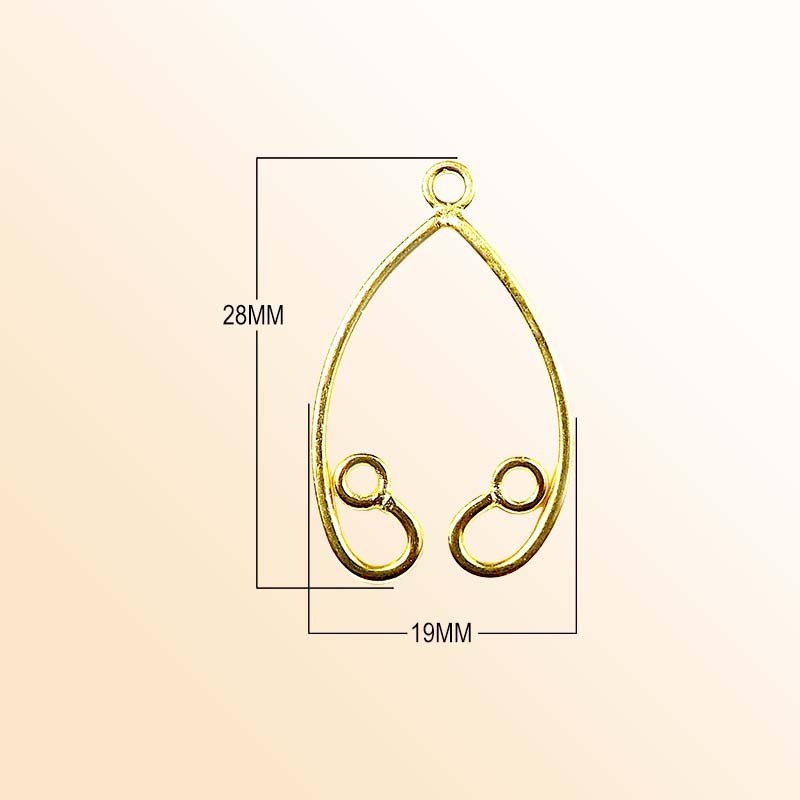 Handcrafted 18K Gold Overlay Teardrop Dual Loop Earwire Jewelry Connector Component From India