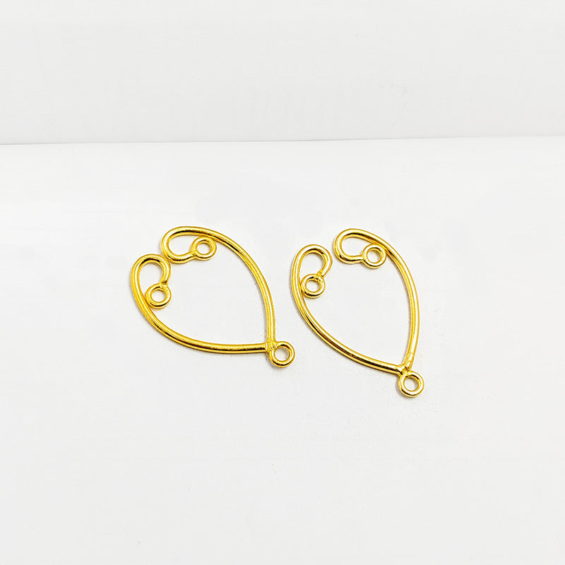 Handcrafted 18K Gold Overlay Teardrop Dual Loop Earwire Jewelry Connector Component From India