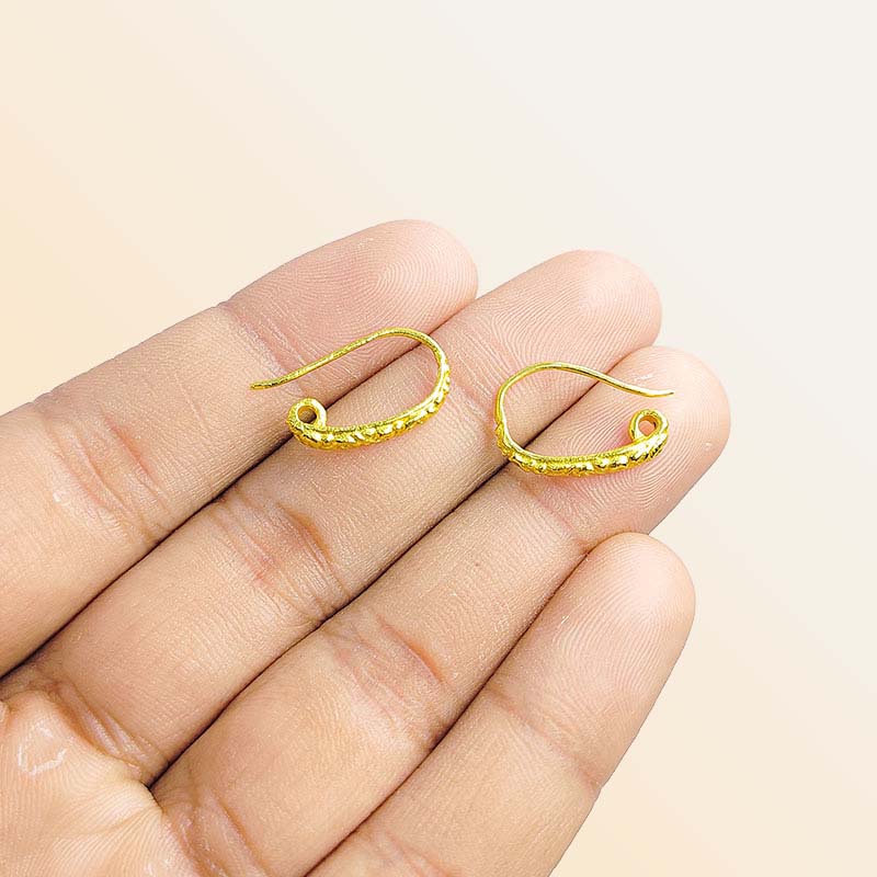 Handcrafted 18K Gold Overlay Ornate Filigree Hook Earwire Jewelry Connector From India