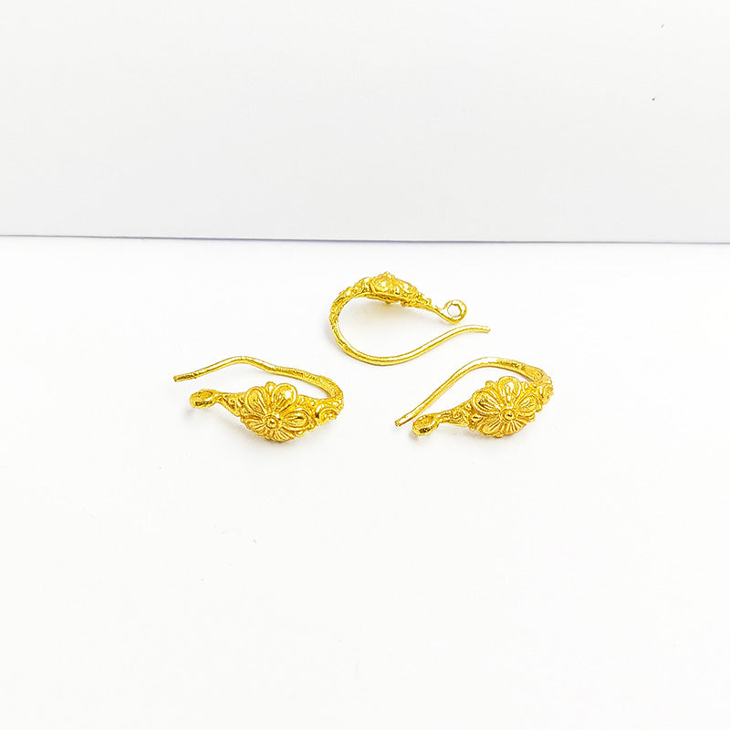 Handcrafted 18K Gold Overlay Floral Motif Hook Earwire Jewelry Connector From India
