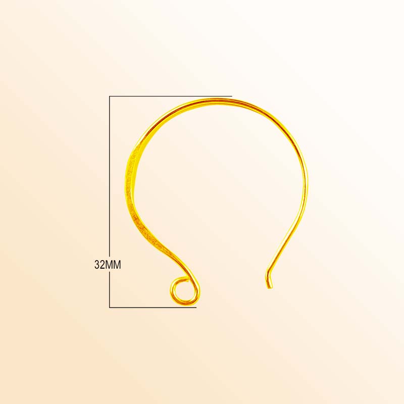 Handcrafted 18K Gold Overlay Circular Hook Earwire Jewelry Connector From India