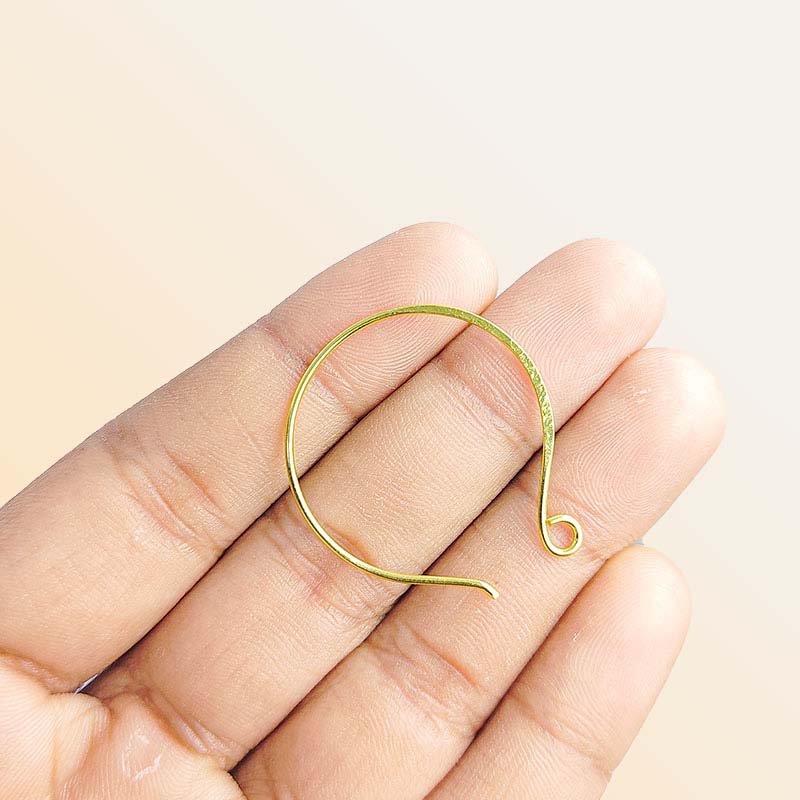 Handcrafted 18K Gold Overlay Circular Hook Earwire Jewelry Connector From India
