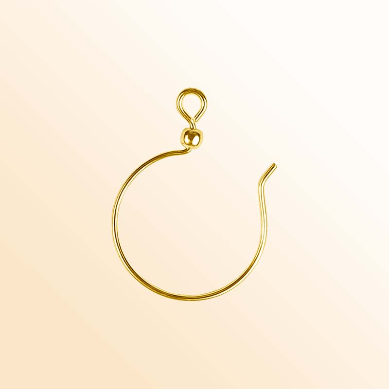 Handcrafted 18K Gold Overlay Round Loop Drop Hook Earwire Jewelry Connector From India