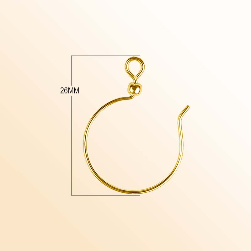 Handcrafted 18K Gold Overlay Round Loop Drop Hook Earwire Jewelry Connector From India