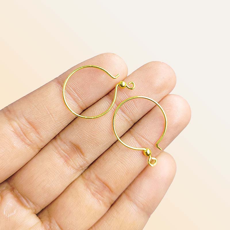 Handcrafted 18K Gold Overlay Round Loop Drop Hook Earwire Jewelry Connector From India