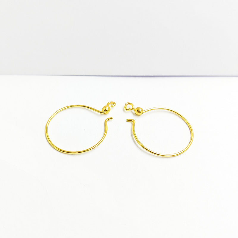 Handcrafted 18K Gold Overlay Round Loop Drop Hook Earwire Jewelry Connector From India